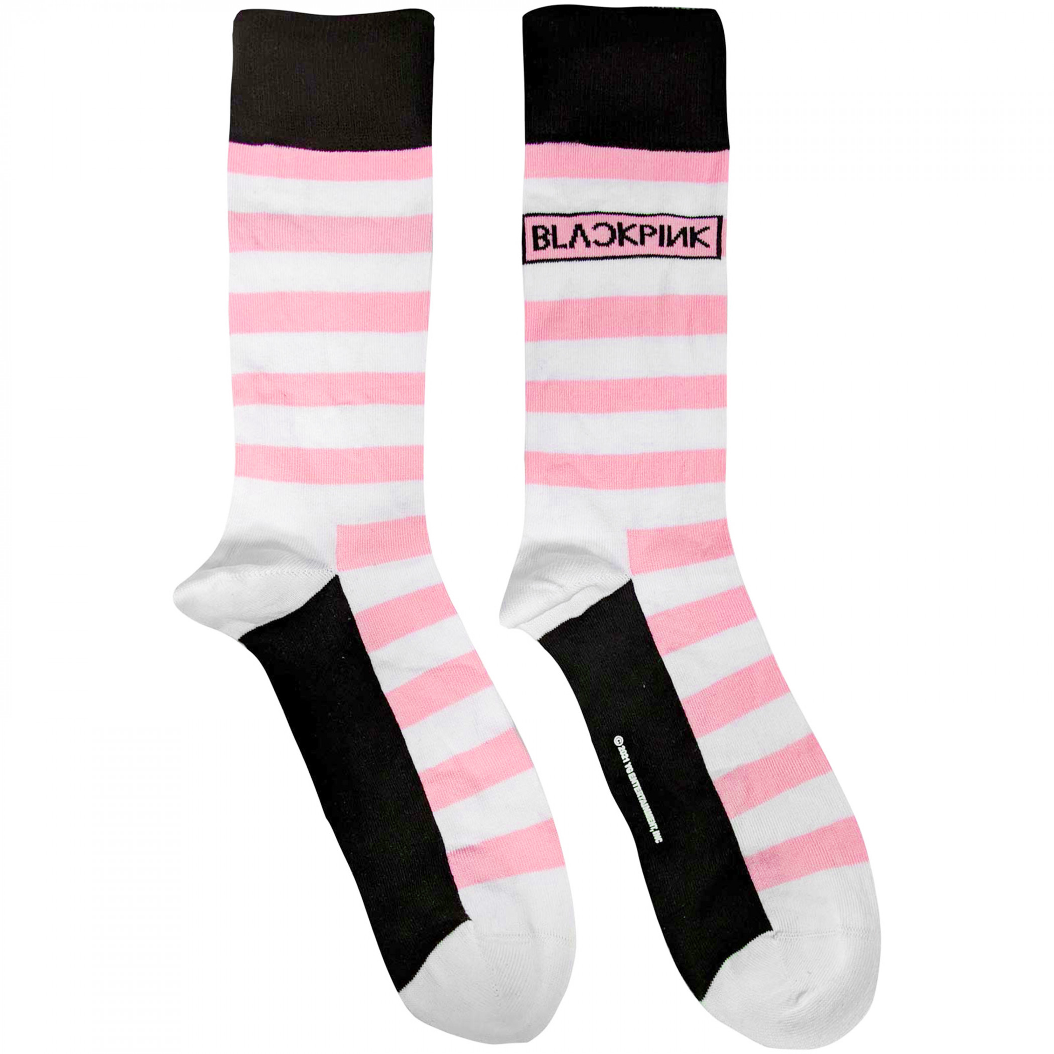 K-Pop BlackPink Stripes and Logo Crew Socks